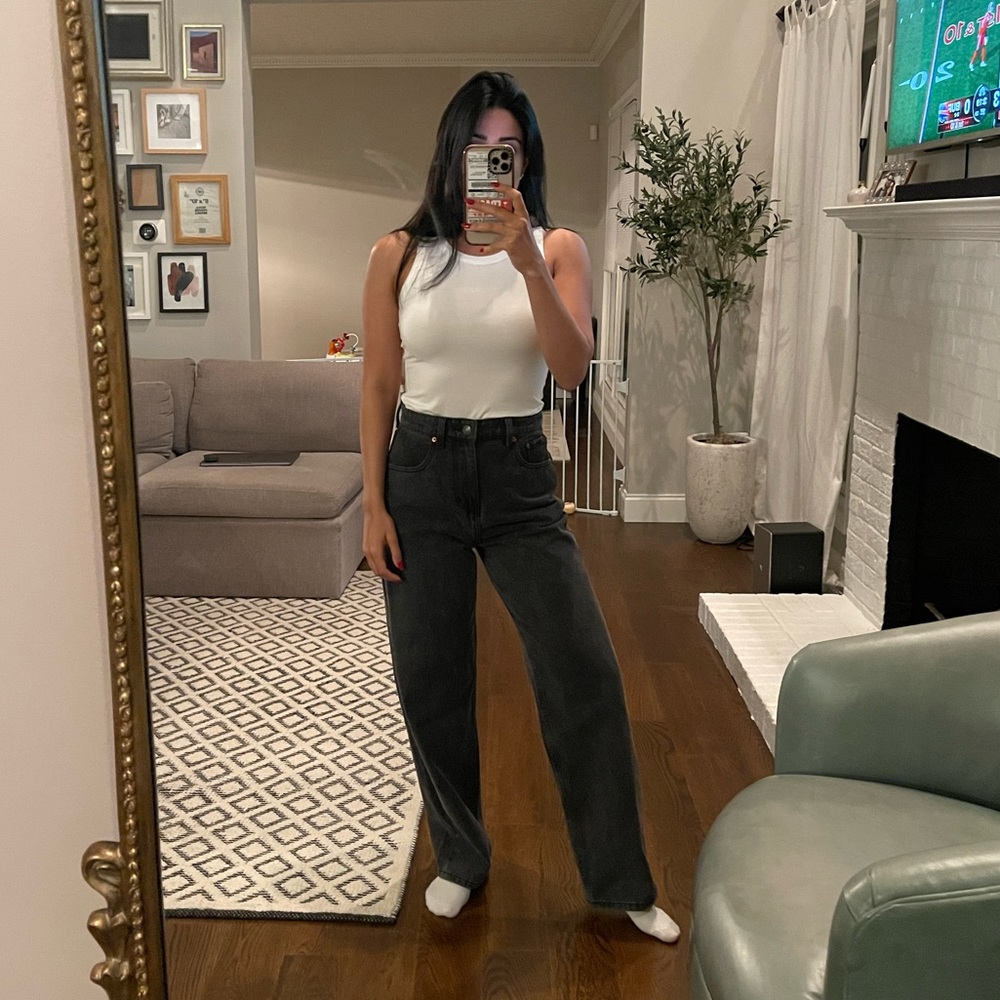 Black wide leg jeans